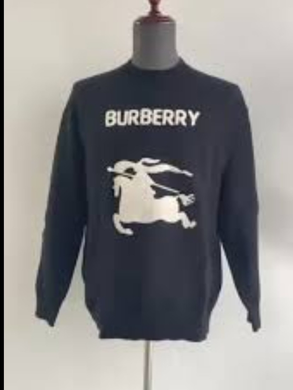 Burberry Equestrian Knight Wool Cashmere Logo Sweater Black NWT Large
